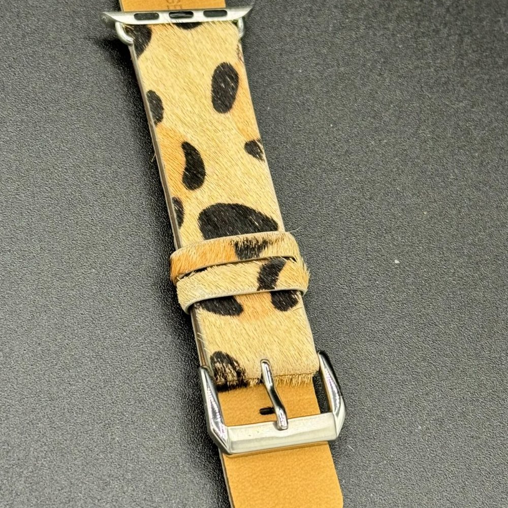 Genuine Leather Leopard Calf-Hair Watch Band - Fits 38/40mm Apple. SALE SUNDAY